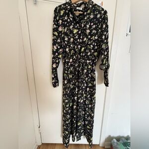 New Zadig & Voltaire Rozom Soft Crinkle Rose Print Mini Dress - Size M/US 6，8